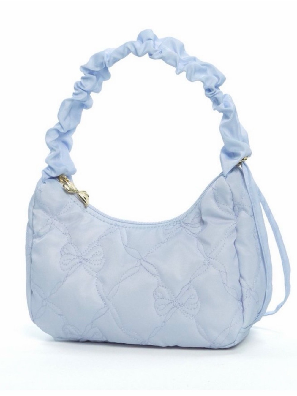 LoveShackFancy x Target Shoulder Bag Breezy Blue Quilted Ruched-Handle
